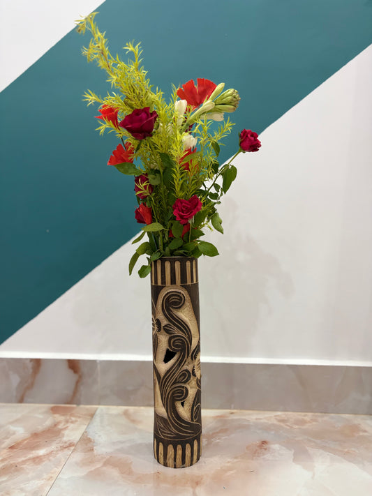 Handcrafted Bamboo Flower Holder – Floral Design | 15-Inch Table Decor by Craftzee