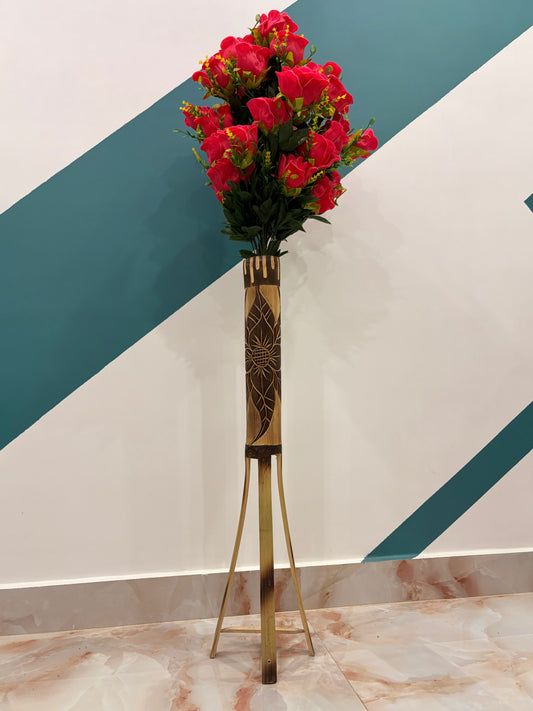 Elegant Bamboo Flower Design Flower Stand – Handcrafted Natural Floor Décor